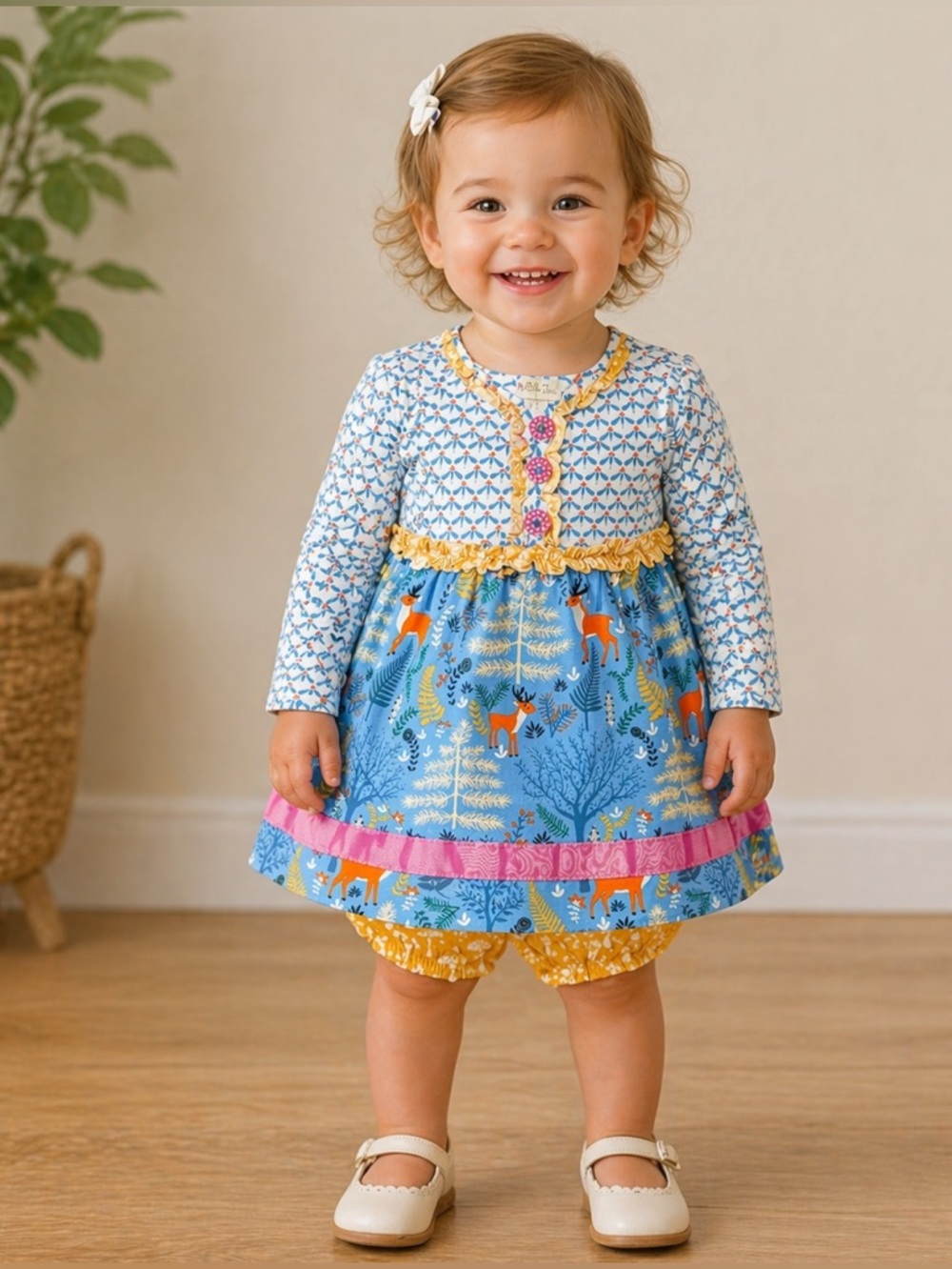 Matilda Jane Dress with Bloomers Woodland Print